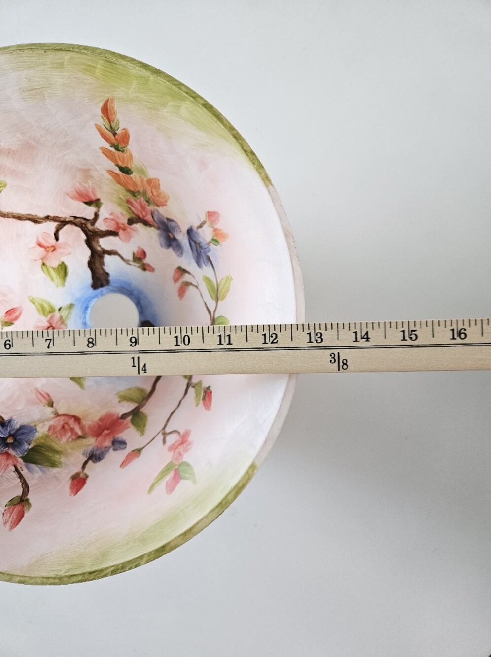 Vintage/Antique Reverse Hand Painted Floral Frosted Glass Lamp Shade/Sink - Picture 6 of 7